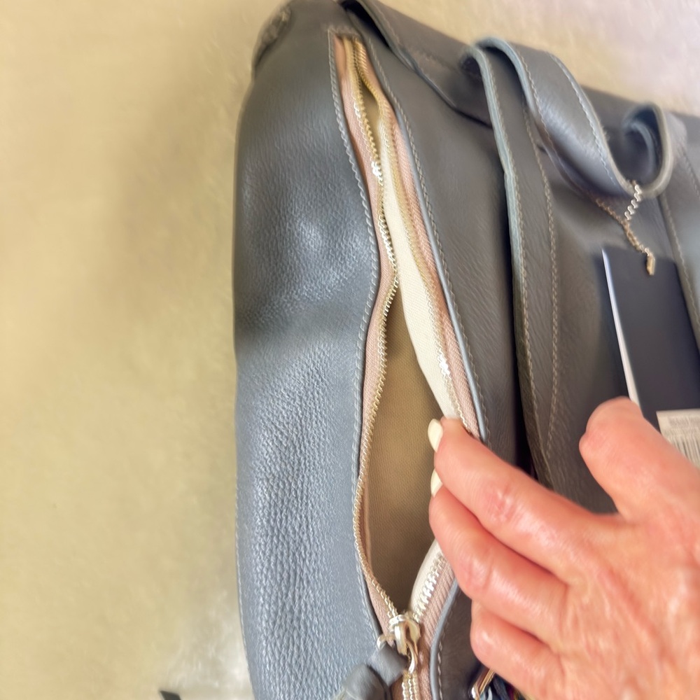 Consuela Gray Pebbled Leather Drawstring Backpack Keanu - Picture 6 of 8